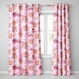 Cute Teddy Bears Gifts Hearts Light Pink Seamless Pattern  Readymade Eyelet Ring Top Thermal 100% Blackout Curtains