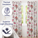 Cupid Angels Hearts Sweets Kawaii Valentine Seamless Pattern Grey Background  Readymade Eyelet Ring Top Thermal 100% Blackout Curtains