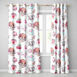 Cupid Angels Hearts Sweets Kawaii Valentine Seamless Pattern Grey Background  Readymade Eyelet Ring Top Thermal 100% Blackout Curtains