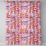 Cute Valentine Bears Cakes Sweets Hearts Kawaii Seamless Pattern  Readymade Eyelet Ring Top Thermal 100% Blackout Curtains