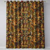 Abstract Golden Brown Floral Ornamental Artistic Seamless Pattern  Readymade Eyelet Ring Top Thermal 100% Blackout Curtains