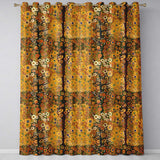 Golden Abstract Mosaic Circles Flowing Organic Shapes Seamless Pattern Design  Readymade Eyelet Ring Top Thermal 100% Blackout Curtains