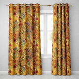 Vibrant Circular Floral Swirl Pattern Bold Yellow Artistic Seamless Design  Readymade Eyelet Ring Top Thermal 100% Blackout Curtains