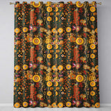 Whimsical Floral Circles Tall Stems Abstract Garden Seamless Pattern Design  Readymade Eyelet Ring Top Thermal 100% Blackout Curtains