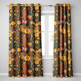 Whimsical Floral Circles Tall Stems Abstract Garden Seamless Pattern Design  Readymade Eyelet Ring Top Thermal 100% Blackout Curtains