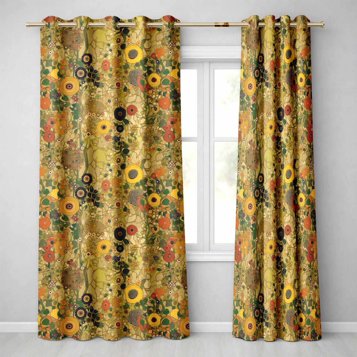 Soft Neutral Abstract Circle Mosaic Organic Shapes Seamless Pattern Design  Readymade Eyelet Ring Top Thermal 100% Blackout Curtains