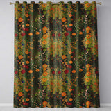 Lush Green Floral Garden Detailed Leaves Blossoms Seamless Pattern Design  Readymade Eyelet Ring Top Thermal 100% Blackout Curtains