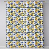 Watercolor Lemon Fruit Blue Gingham Picnic Seamless Pattern  Readymade Eyelet Ring Top Thermal 100% Blackout Curtains