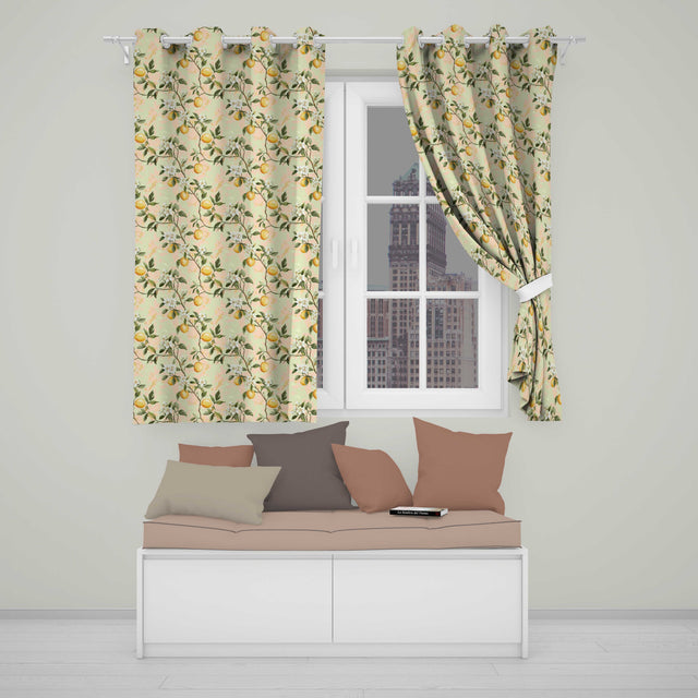 Vintage Lemon Blossom Branches Elegant Floral Citrus Garden Seamless Pattern  Readymade Eyelet Ring Top Thermal 100% Blackout Curtains