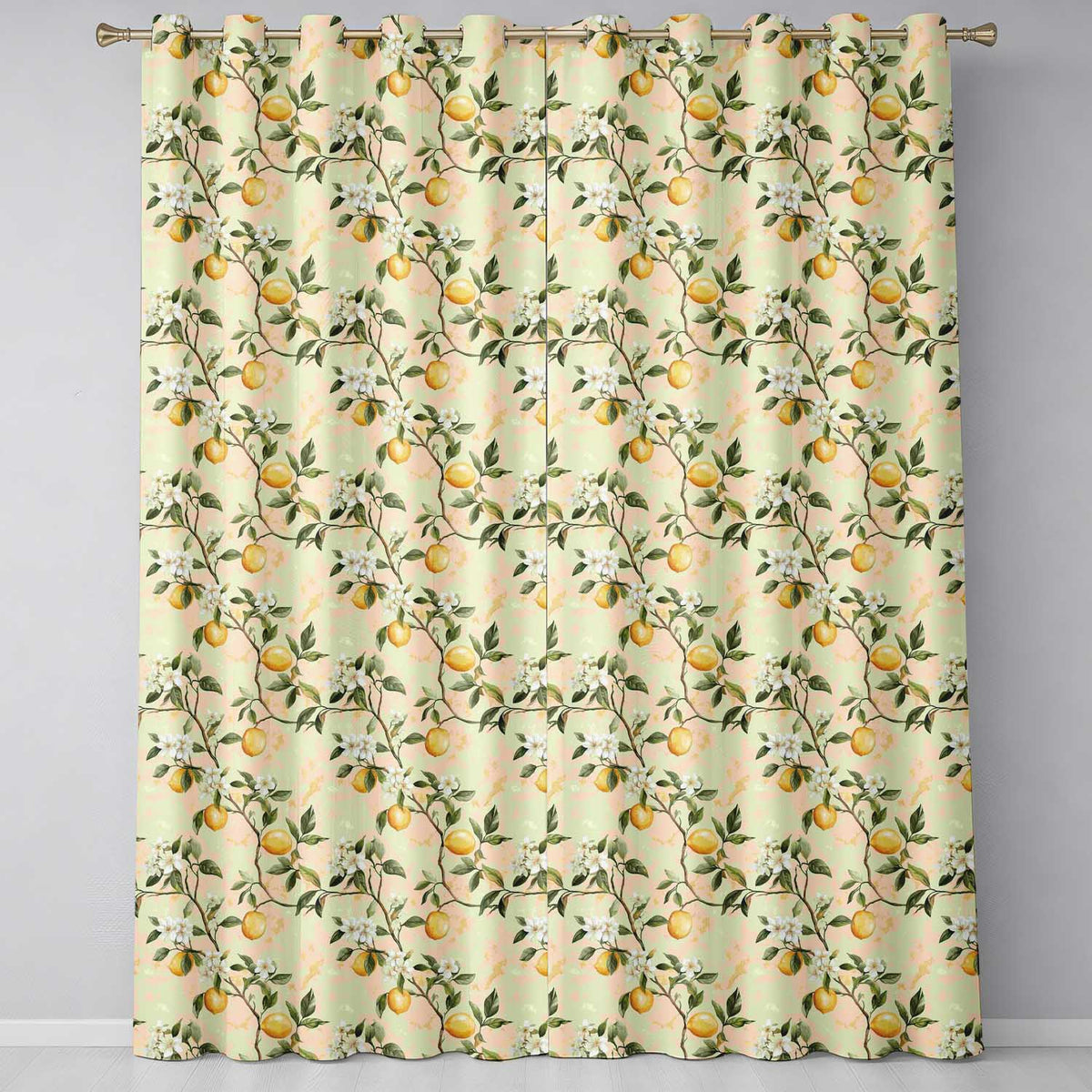 Vintage Lemon Blossom Branches Elegant Floral Citrus Garden Seamless Pattern  Readymade Eyelet Ring Top Thermal 100% Blackout Curtains