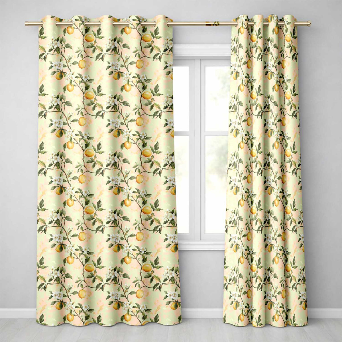 Vintage Lemon Blossom Branches Elegant Floral Citrus Garden Seamless Pattern  Readymade Eyelet Ring Top Thermal 100% Blackout Curtains
