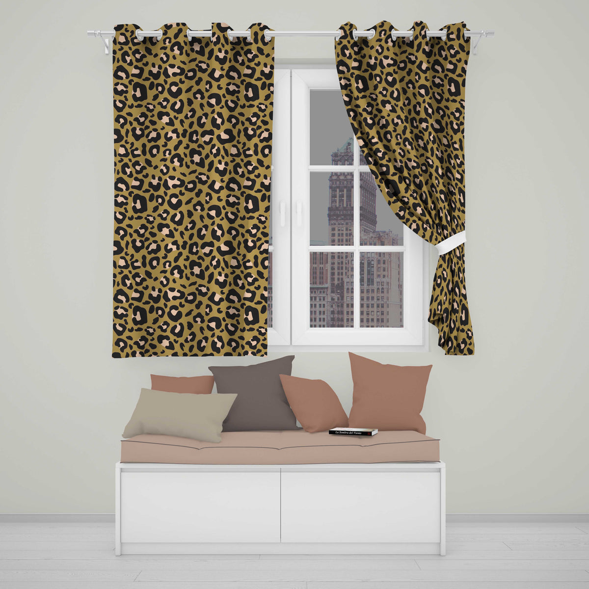 Modern Leopard Animal Print Seamless Pattern Stylish Fashion Design  Readymade Eyelet Ring Top Thermal 100% Blackout Curtains