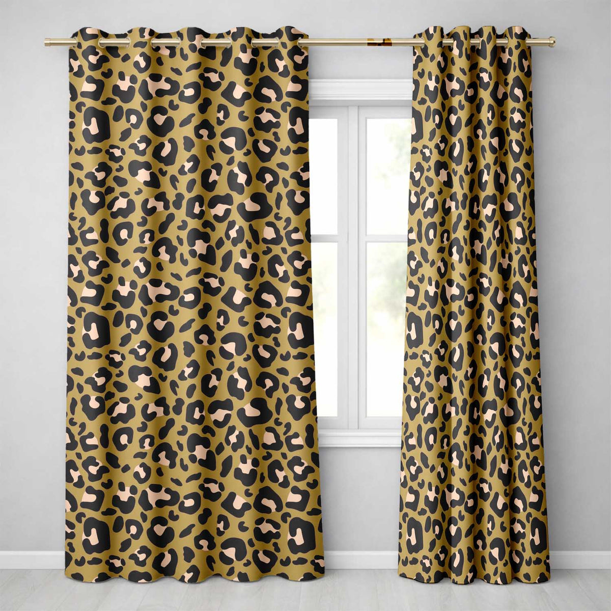 Modern Leopard Animal Print Seamless Pattern Stylish Fashion Design  Readymade Eyelet Ring Top Thermal 100% Blackout Curtains