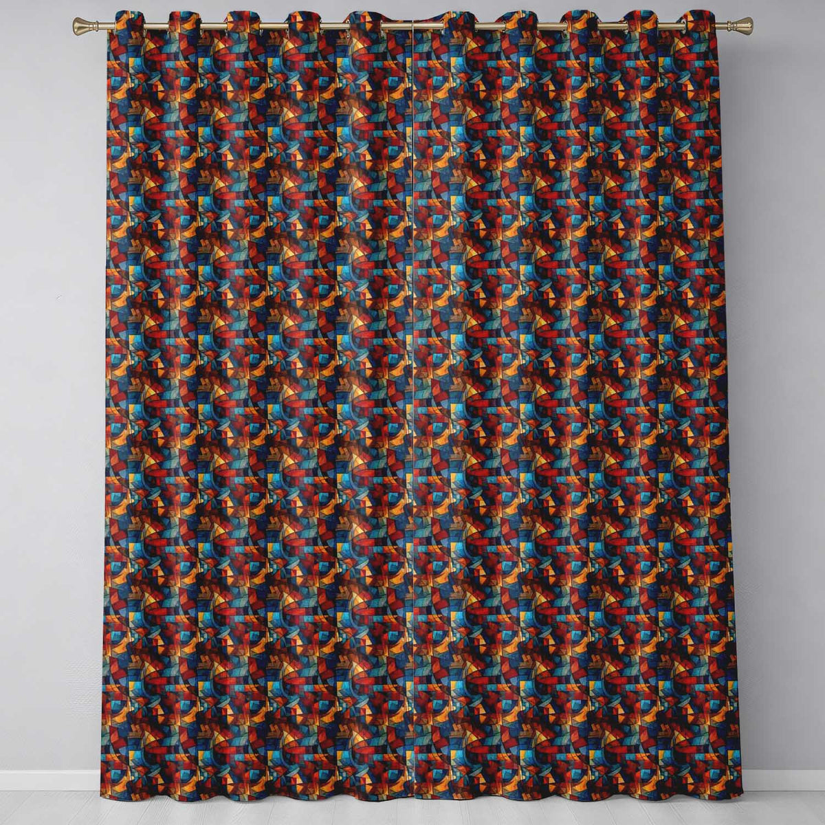 Vibrant Cubist Abstract Swirl Shapes Artistic Seamless Pattern Design  Readymade Eyelet Ring Top Thermal 100% Blackout Curtains