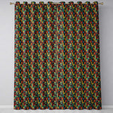 Abstract Cubist Geometric Blocks Bold Colorful Seamless Pattern  Readymade Eyelet Ring Top Thermal 100% Blackout Curtains