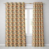 Modern  Geometric Shapes Beige Blue Orange Seamless Pattern  Readymade Eyelet Ring Top Thermal 100% Blackout Curtains