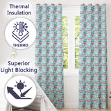 Cute Pink Flamingo Birds in Soft Blue Watercolor Lagoon Seamless Pattern  Readymade Eyelet Ring Top Thermal 100% Blackout Curtains