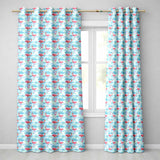 Cute Pink Flamingo Birds in Soft Blue Watercolor Lagoon Seamless Pattern  Readymade Eyelet Ring Top Thermal 100% Blackout Curtains
