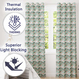 Delicate Flamingo Birds with Soft Floral Water Scene Seamless Pattern  Readymade Eyelet Ring Top Thermal 100% Blackout Curtains