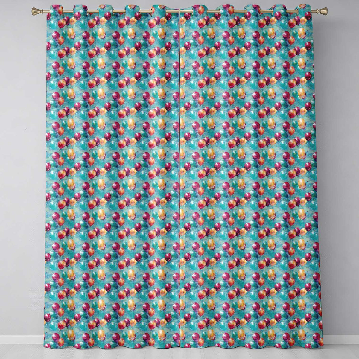 Vibrant Painted Balloon Cluster Seamless Pattern Festive Background Design  Readymade Eyelet Ring Top Thermal 100% Blackout Curtains