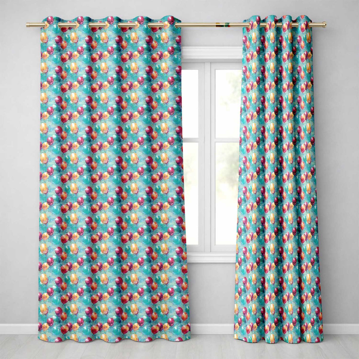 Vibrant Painted Balloon Cluster Seamless Pattern Festive Background Design  Readymade Eyelet Ring Top Thermal 100% Blackout Curtains