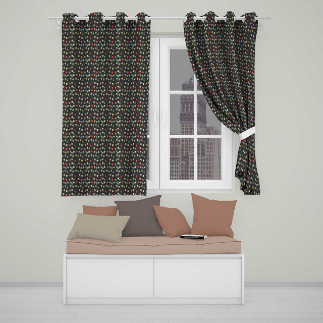 Dark Night Sky Balloon Celebration Seamless Pattern Elegant Party Theme Design  Readymade Eyelet Ring Top Thermal 100% Blackout Curtains