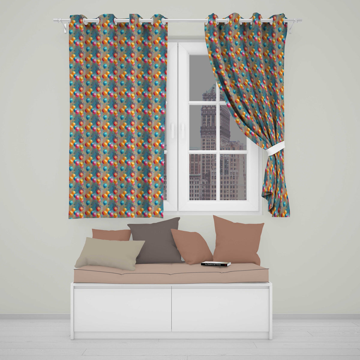 Abstract Painted Balloon Party Seamless Pattern Celebration Background Design  Readymade Eyelet Ring Top Thermal 100% Blackout Curtains