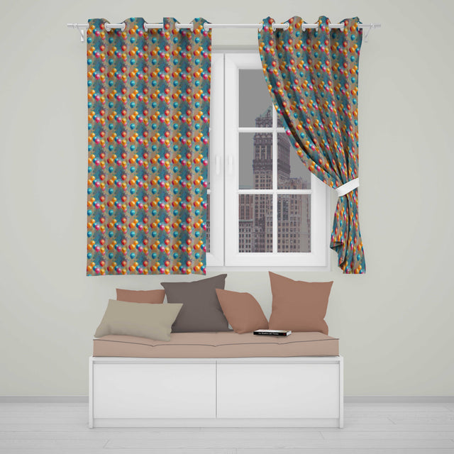 Abstract Painted Balloon Party Seamless Pattern Celebration Background Design  Readymade Eyelet Ring Top Thermal 100% Blackout Curtains