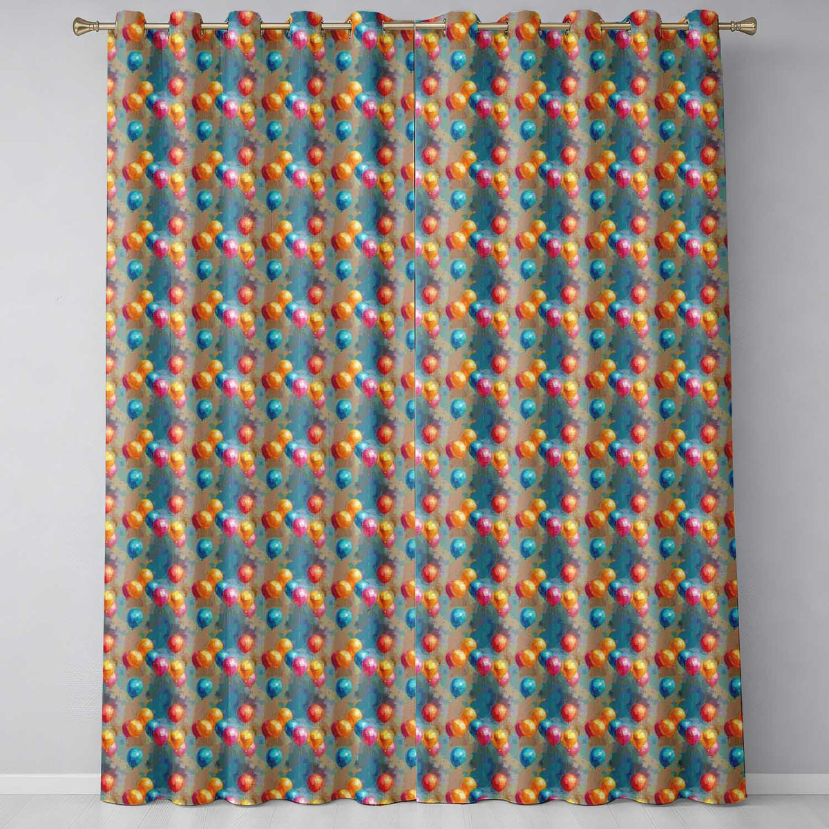 Abstract Painted Balloon Party Seamless Pattern Celebration Background Design  Readymade Eyelet Ring Top Thermal 100% Blackout Curtains