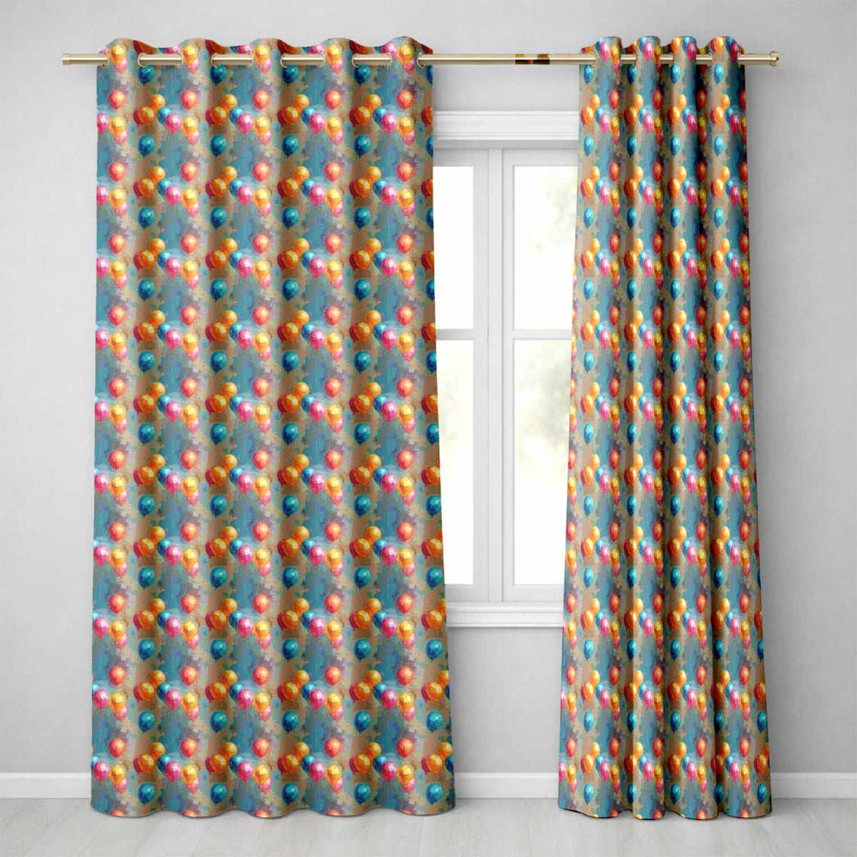Abstract Painted Balloon Party Seamless Pattern Celebration Background Design  Readymade Eyelet Ring Top Thermal 100% Blackout Curtains