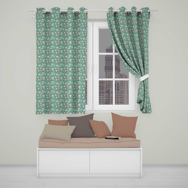 Teal Gold Balloon Starry Seamless Pattern Elegant Party Celebration Design  Readymade Eyelet Ring Top Thermal 100% Blackout Curtains