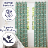 Teal Gold Balloon Starry Seamless Pattern Elegant Party Celebration Design  Readymade Eyelet Ring Top Thermal 100% Blackout Curtains