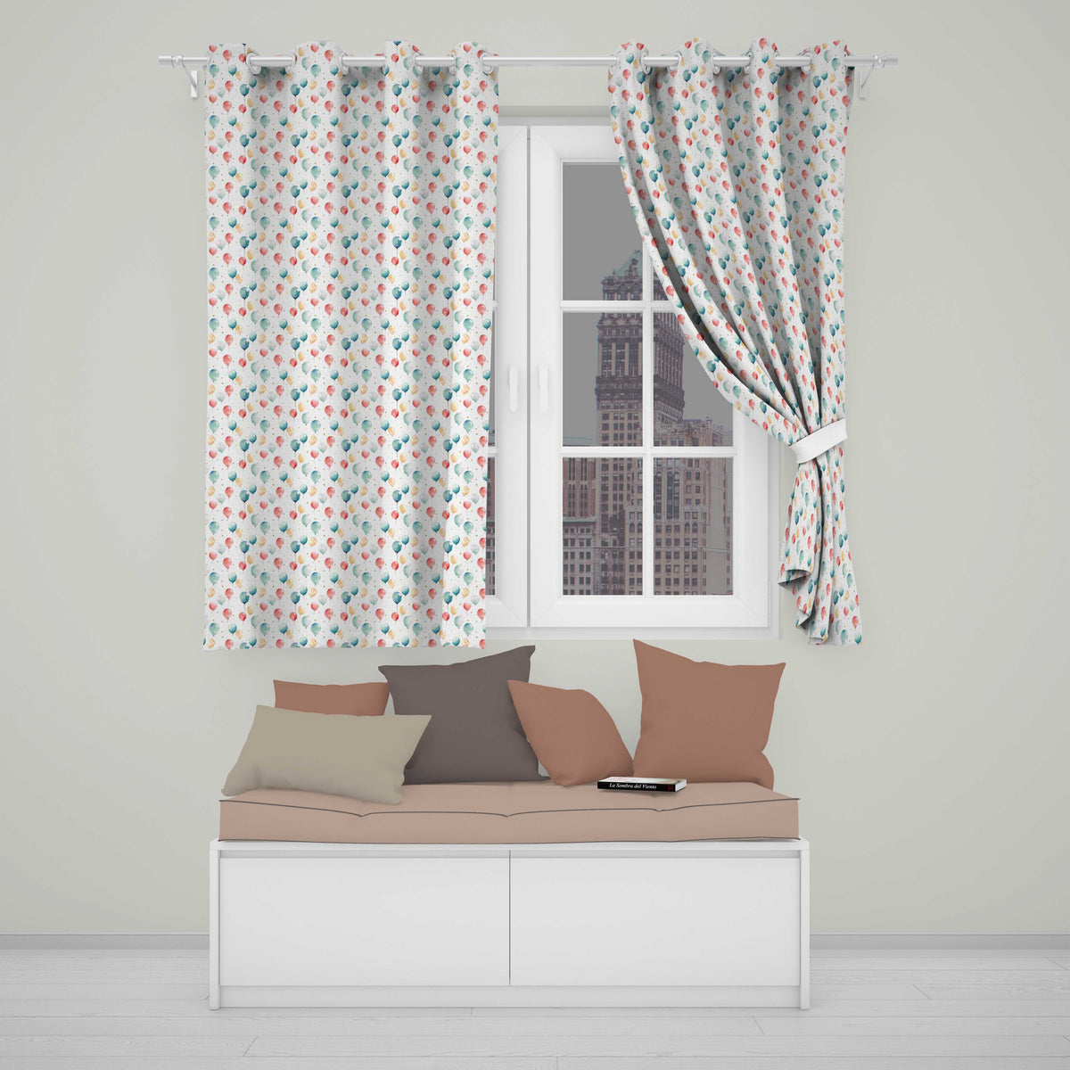 Confetti Balloon Party Seamless Pattern Light Celebration Background Design  Readymade Eyelet Ring Top Thermal 100% Blackout Curtains