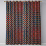 Geometric Floral Pattern with Orange Teal and Gold Symmetry  Readymade Eyelet Ring Top Thermal 100% Blackout Curtains