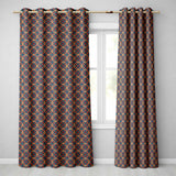 Geometric Floral Pattern with Orange Teal and Gold Symmetry  Readymade Eyelet Ring Top Thermal 100% Blackout Curtains