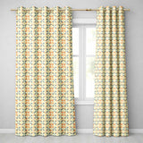 Modern Organic Leaf and Petal Pattern in Warm Neutrals and Blue Accents  Readymade Eyelet Ring Top Thermal 100% Blackout Curtains
