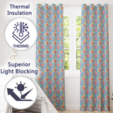 Vibrant Rainbow Floral Abstract Pattern with Bold Multicolour Petals  Readymade Eyelet Ring Top Thermal 100% Blackout Curtains