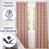 Elegant Geometric Floral Star Pattern in Blush Pink and Navy Tones  Readymade Eyelet Ring Top Thermal 100% Blackout Curtains
