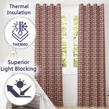 Elegant Deep Plum Fleur De Lis Damask Seamless Pattern Classic Vintage Style  Readymade Eyelet Ring Top Thermal 100% Blackout Curtains