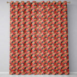 Vibrant Coral Hibiscus Floral Seamless Pattern Tropical Garden Style  Readymade Eyelet Ring Top Thermal 100% Blackout Curtains