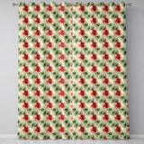 Watercolor Red and Green Floral Seamless Pattern Artistic Botanical  Readymade Eyelet Ring Top Thermal 100% Blackout Curtains