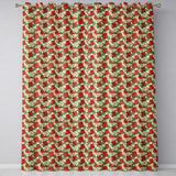 Red and Cream Floral Garden Seamless Pattern Vintage Botanical Style  Readymade Eyelet Ring Top Thermal 100% Blackout Curtains