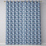 Vintage Blue Porcelain Floral Vase Bird Seamless Pattern  Readymade Eyelet Ring Top Thermal 100% Blackout Curtains