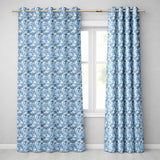 Blue Floral Bird Botanical Vintage Seamless Pattern  Readymade Eyelet Ring Top Thermal 100% Blackout Curtains