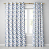 Vintage Blue Birds and Rose Blossom Floral Seamless Pattern  Readymade Eyelet Ring Top Thermal 100% Blackout Curtains