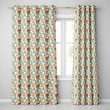 Soft Blue Tropical Hibiscus Island Floral Seamless Pattern  Readymade Eyelet Ring Top Thermal 100% Blackout Curtains