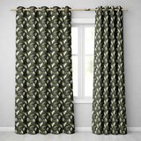 Dense Botanical Peace Lily Dark Foliage Seamless Pattern  Readymade Eyelet Ring Top Thermal 100% Blackout Curtains