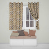 Warm Beige Botanical Flower Garden Seamless Pattern  Readymade Eyelet Ring Top Thermal 100% Blackout Curtains