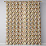 Warm Beige Botanical Flower Garden Seamless Pattern  Readymade Eyelet Ring Top Thermal 100% Blackout Curtains