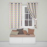 Pastel Rainbow Watercolor Damask Floral Seamless Pattern  Readymade Eyelet Ring Top Thermal 100% Blackout Curtains